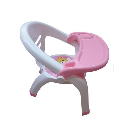 High Baby Feeding Chair - White - Pink