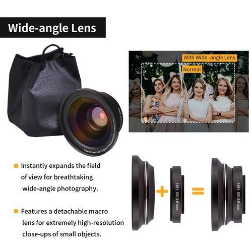 KOMERY AF2 4K Digital Video Camera With Hood  Microphone  Wideangle