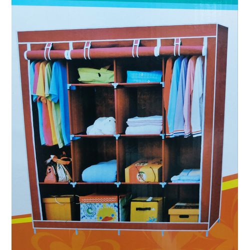 4 Column Steel Cloth Wardrobe Not Assembled - Maroon