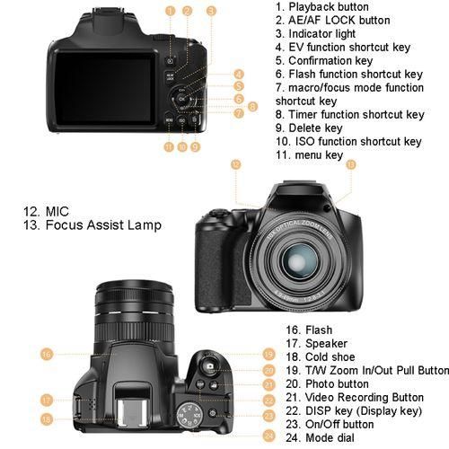 KOMERY W2 64MP 4K 3 Inch Screen 10X Optical Zoom Camera