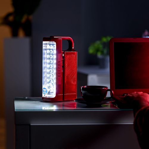 Geepas Rechargeable LED Lantern  Auto Lighting with Portable Handle Working Suitable for Power Outages  - Multi