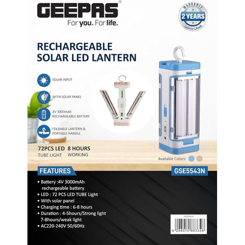 Geepas Rechargeable Solar LED  Emergency Lantern-Muiti
