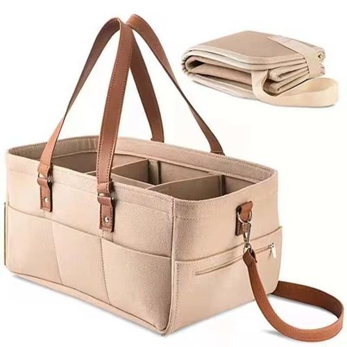 Baby Felt Storage Nursery Organizer Basket Infant Diaper Bag with Handle Caddy Changing Nappy Kids Storage Carrier Storage