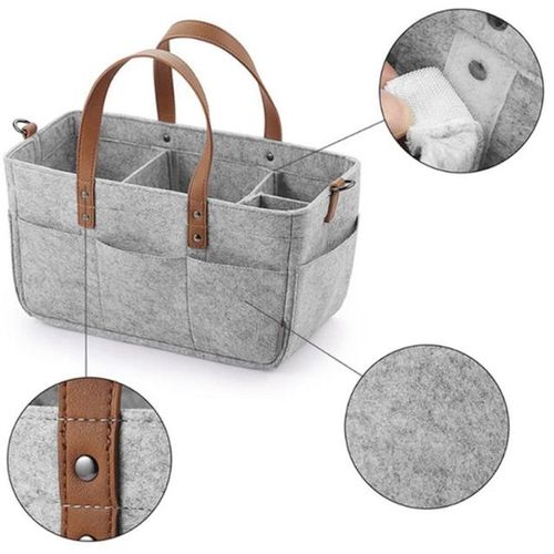 Baby Felt Storage Nursery Organizer Basket Infant Diaper Bag with Handle Caddy Changing Nappy Kids Storage Carrier Storage