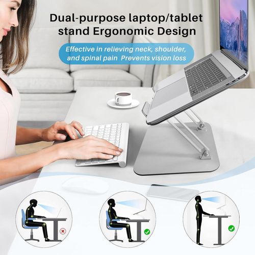 Laptop Stand Riser Shelf for Desk Macbook Air Mac Book Pro 13 16 Dell HP -Grey