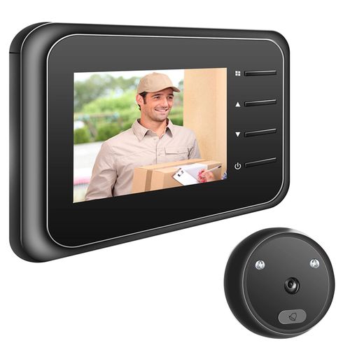 Smart 2.4 inch Video Doorbell Infrared Night Vision Intelligent Battery Powered Doorbell for Home Security Equipment,Black NO5245