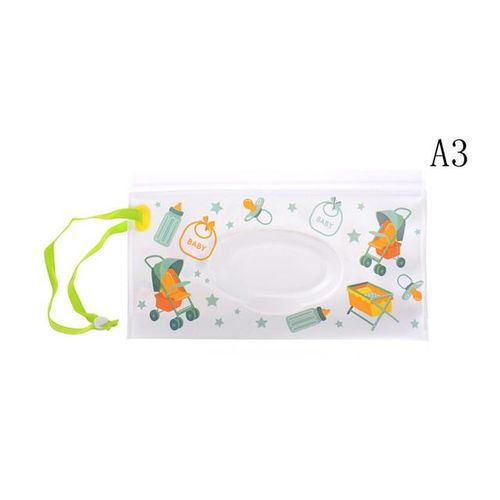 Weight Portable Cartoon Baby Kids Wet Wipes Clutch Carrying Bag Wet Paper Tissue Container Dispenser Snap-strap Pouch