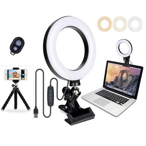Led Light Selfie Ring Light Clip-On Computer With Remote Mobile Holder Phone Holder Tripod Stand Ringlight For Zoom Live Stream