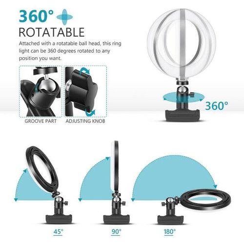 Led Light Selfie Ring Light Clip-On Computer With Remote Mobile Holder Phone Holder Tripod Stand Ringlight For Zoom Live Stream