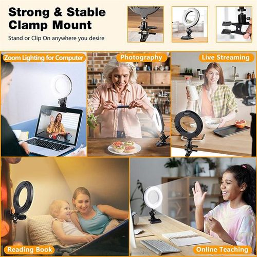 Led Light Selfie Ring Light Clip-On Computer With Remote Mobile Holder Phone Holder Tripod Stand Ringlight For Zoom Live Stream