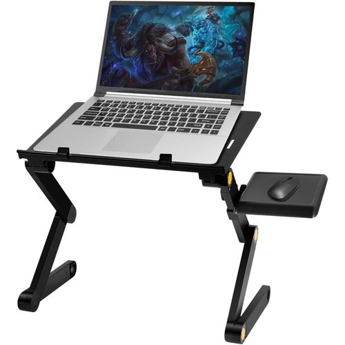 Adjustable Laptop Stand,  Laptop Desk for up to 17" Laptops, Portable Laptop Table Stand  with 1 Strengthened CPU Fans, Detachable Mouse Pad, Ergonomic Lap Desk, Office Stands(Black)