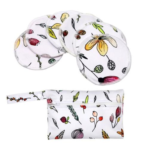 1 Set Bamboo Nursing Pads with Portable Diaper Organiser Nanny Bag Comfortable Leakproof Breast Pads for New Mom