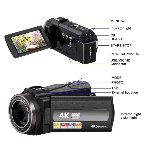 4K HD Digital Video Camera Handheld Shooting Electronic Anti-Shake Digital Camera Outdoor Camera DV