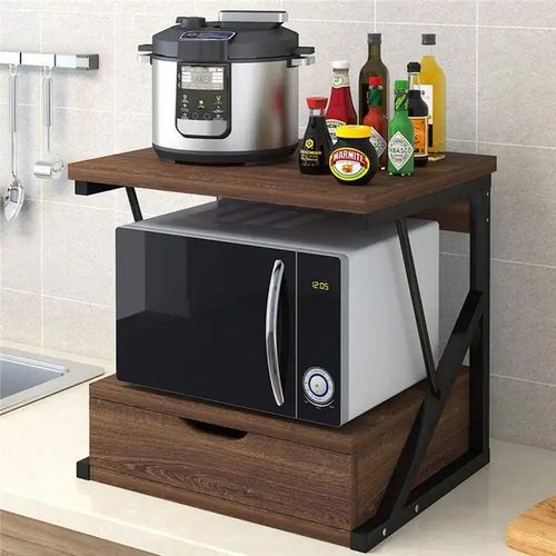 Microwave Rack with Self (assembled/ 54 x 35 x 50cm)- Brown
