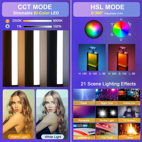 Andoer D3 Handheld RGB Light Tube LED Video Light Wand