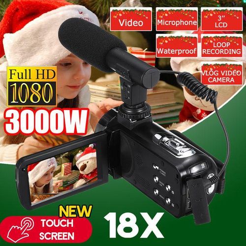 Full HD 1080P Touch Screen Video Digital Camcorder Camera Mic Set 18x Zoom 3000W Super Definition Digital Touch Screen Camera Vlog Remoe Controller Outdoor Wedding Home Handheld DV Professional Night Shot Vision only microphone