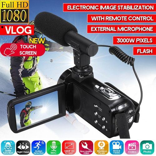 Full HD 1080P Touch Screen Video Digital Camcorder Camera Mic Set 18x Zoom 3000W Super Definition Digital Touch Screen Camera Vlog Remoe Controller Outdoor Wedding Home Handheld DV Professional Night Shot Vision only microphone