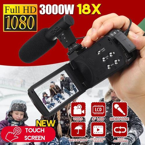 Full HD 1080P Touch Screen Video Digital Camcorder Camera Mic Set 18x Zoom 3000W Super Definition Digital Touch Screen Camera Vlog Remoe Controller Outdoor Wedding Home Handheld DV Professional Night Shot Vision only microphone