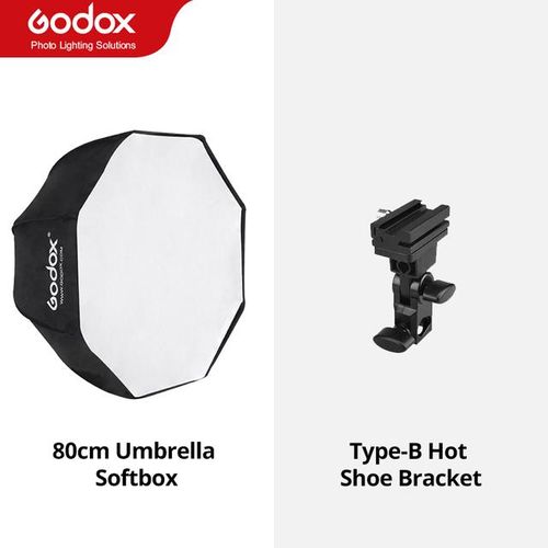 Godox Portable 80cm / 32" Octagon Umbrella Softbox With Light Stand Honeycomb Grid Hot Shoe Holder Bracket For Flash Speedlight