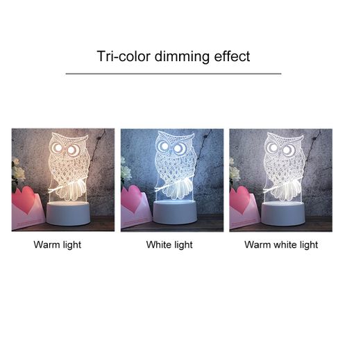 White Base Creative 3D Tricolor LED Decorative Night Light, Button Plug Version, Shape:Jellyfish(White-Warm-Warm White)
