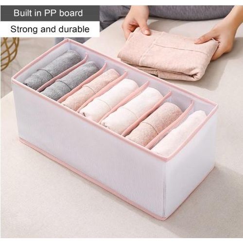 Clothes Jeans Storage Box Large Capacity Tidy Multipurpose Clothes Underpants Organizer Drawer for Wardrobe Divider Storage Box Pink