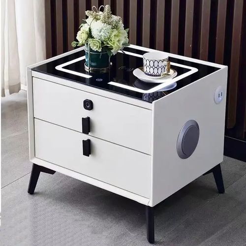 Smart Bedside Table with Bluetooth Speakers - white or grey