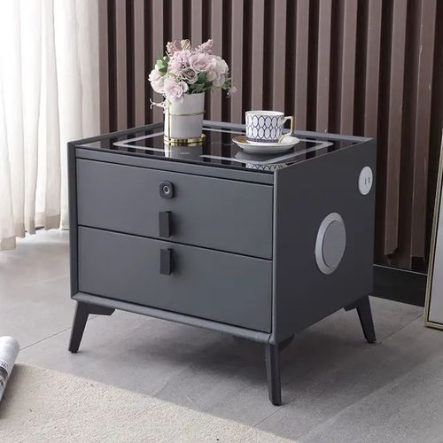 Smart Bedside Table with Bluetooth Speakers - white or grey