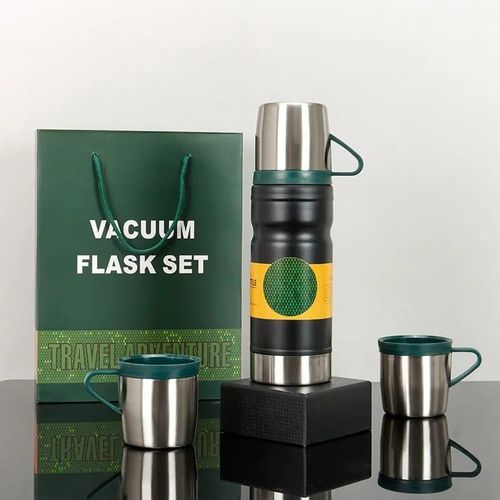 680ml Gift Box Set Flask with 2 Cup Double-Layer Stainless Steel Vacuum Thermos Coffee Tumbler Travel Mug Water Tea Infuser Taza- Multicolor