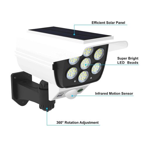 Mythco IP65 77 LED Camera Shaped Solar Light Motion Sensor Wall Lamp