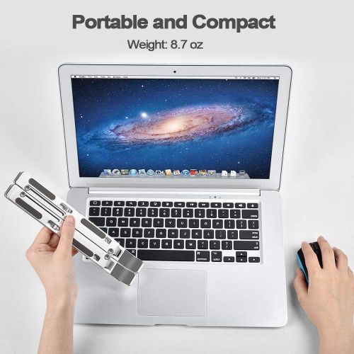 Portable Laptop Stand, Aluminum Alloy, Adjustable Laptop Stand for Desk Compatible with 10-16 inch Laptop and Tablets, such as MacBook Air, Pro, iPad Air, Pro, HP, Lenovo ThinkPad, Dell, Acer
