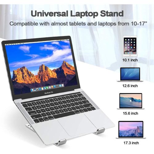 Portable Laptop Stand, Aluminum Alloy, Adjustable Laptop Stand for Desk Compatible with 10-16 inch Laptop and Tablets, such as MacBook Air, Pro, iPad Air, Pro, HP, Lenovo ThinkPad, Dell, Acer