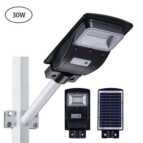 30W Led Solar Street Light Wall Timing Lamp With Remote-Black