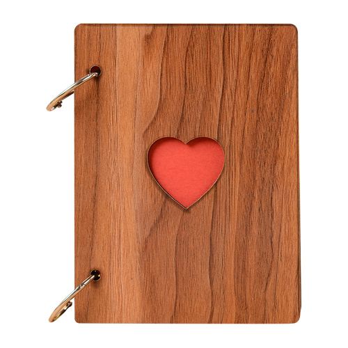 DIY Photo Album Wood Cover Anniversary Scrapbook 6 Inches