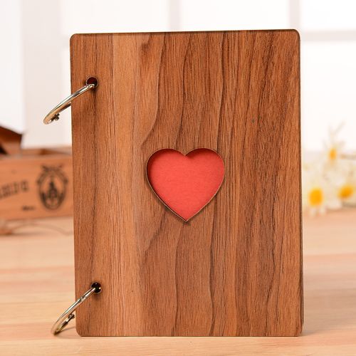 DIY Photo Album Wood Cover Anniversary Scrapbook 6 Inches