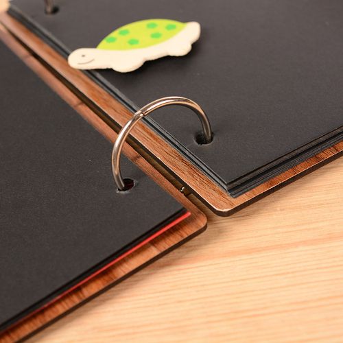DIY Photo Album Wood Cover Anniversary Scrapbook 6 Inches