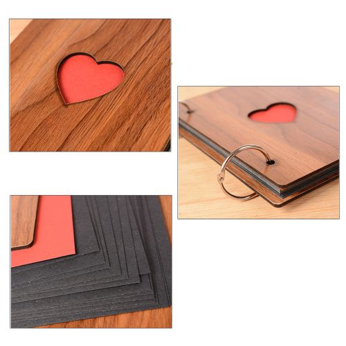 DIY Photo Album Wood Cover Anniversary Scrapbook 6 Inches