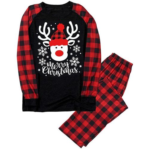 2021 European and American Amazon ebay new Santa Claus plaid antlers printed home clothes pajamas parent-child wear Photo Color Women's model-XL