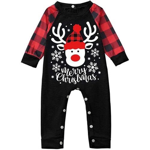 2021 European and American Amazon ebay new Santa Claus plaid antlers printed home clothes pajamas parent-child wear Photo Color Women's model-XL