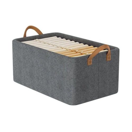 Foldable Cloth Basket For Storage With Metal Frame & Handle, Space Saver Wardrobe Bin Box Organizer