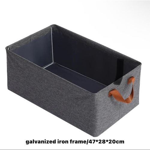 Foldable Cloth Basket For Storage With Metal Frame & Handle, Space Saver Wardrobe Bin Box Organizer