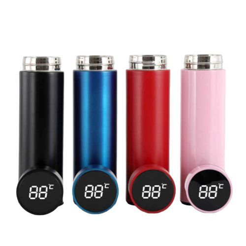 LCD Temperature Display Travel Thermal Flask 500ml - Blue
