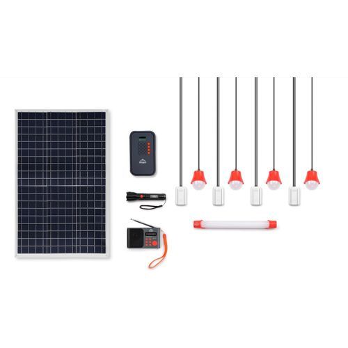 d.light X2000 Solar Home System- Lighting, Radio, Mobile Charging- Orange/Dark Grey Colour