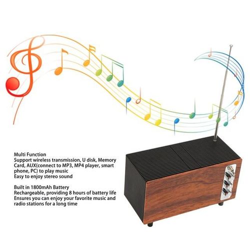 Retro Bluetooth Speaker Hifi Stereo Usb Rechargeable Support U Disk Memory Card Portable Wireless Fm Radio Speaker