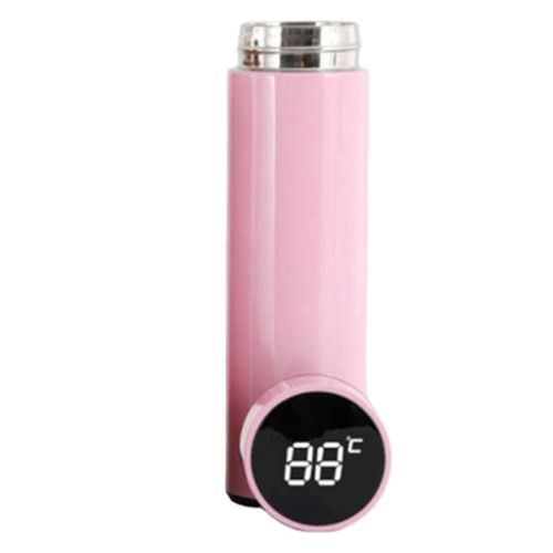 LCD Temperature Display Travel Thermal Flask 500ml - Pink
