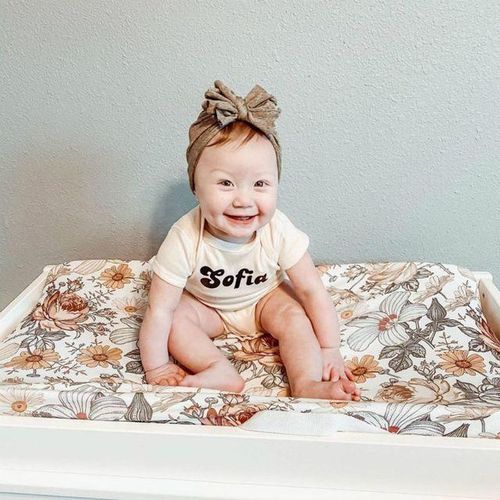 Baby Changing Pad Cover Floral Print Fitted Crib Sheet Infant or Toddler Bed Nursery Unisex Diaper Change Table Sheet