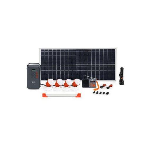 d.light Solar X2000 lighting (4 bulbs, 1 tube light) system with solar panel, radio, torchlight, Charges phone