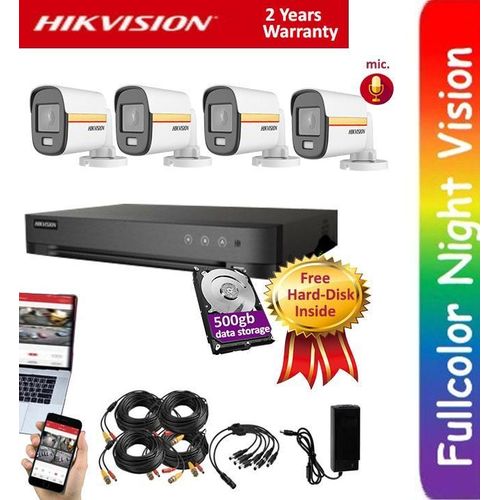 4 CCTV Fullcolor Camera Kit  (4Bullet Shape Pack), Free 500GB Hard Disk Inside