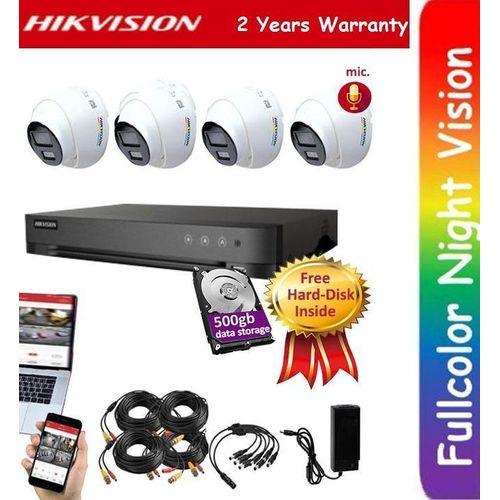 4 CCTV Fullcolor Camera Kit  (4 Dome Shape Pack), Free 500GB Hard Disk Inside
