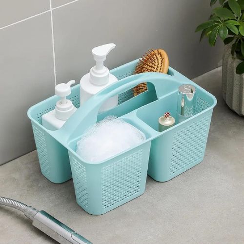 Plastic Portable Shower Caddy Basket Bucket, Cleaning Shower Basket with Handle Compartments Storage Basket Organizer for Bathroom Kitchen College Dorm Sink,