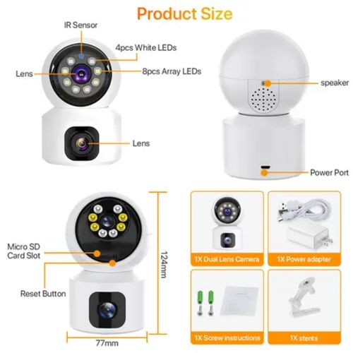 Camera 4g SIM card Dual lens 4mp indoor camera wireless security Night vision V380 pro Video surveillance